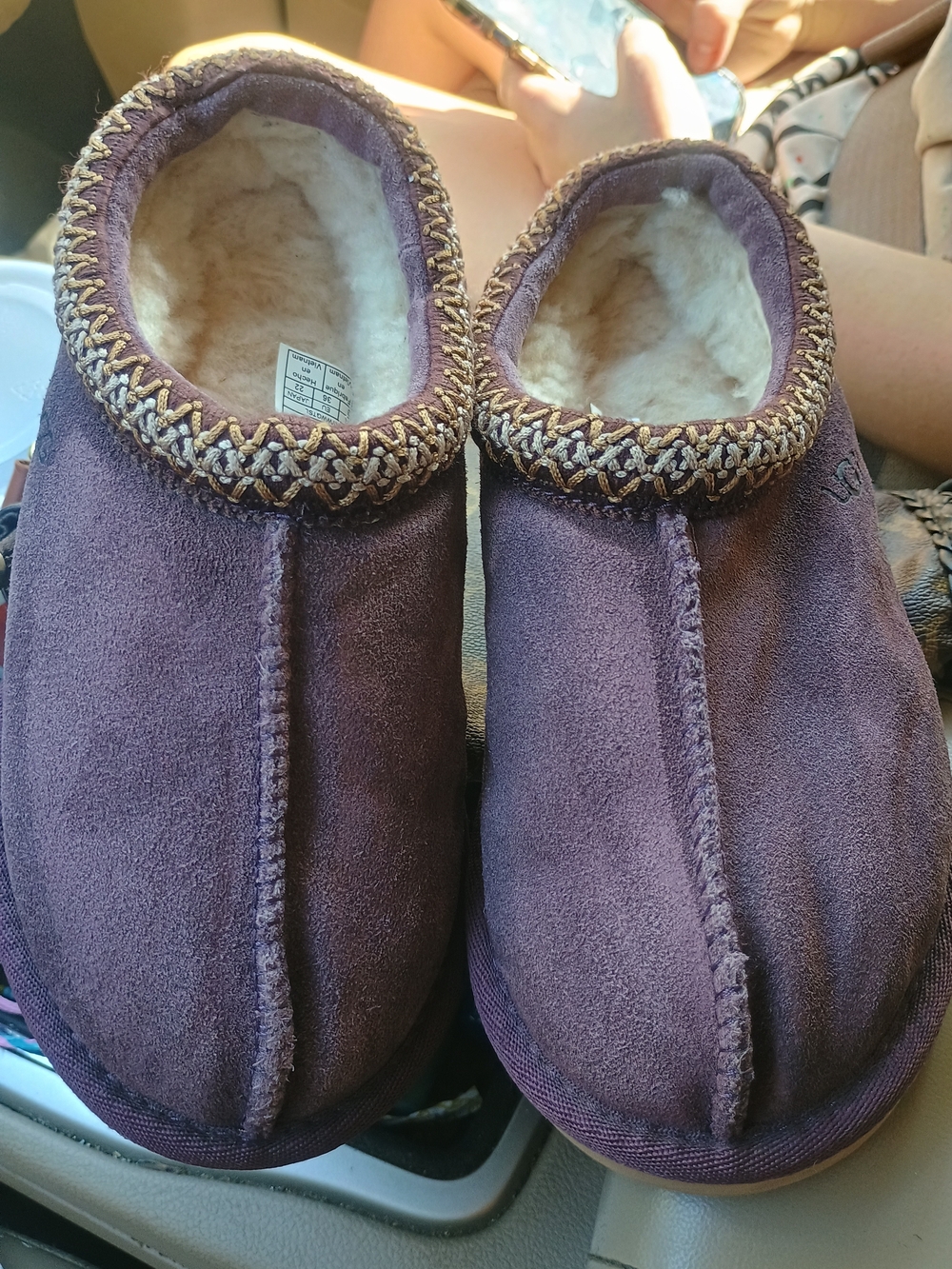 UGG Women's Purple Suede Shearling-Lined Slippers